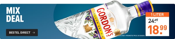 1 liter gordons dry gin van 24,49 voor 19.99